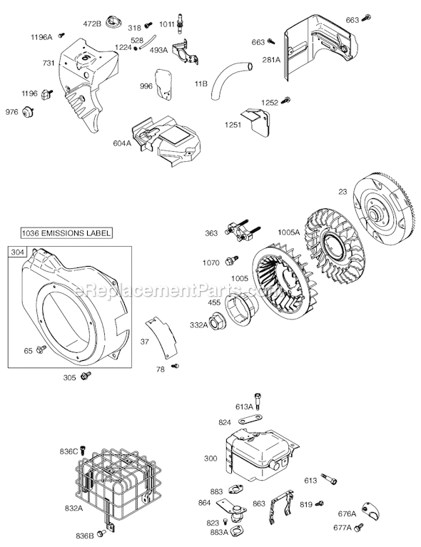 Page E Diagram and Parts List for 12A300SERIES 0100-0917 Briggs and Stratton Engine